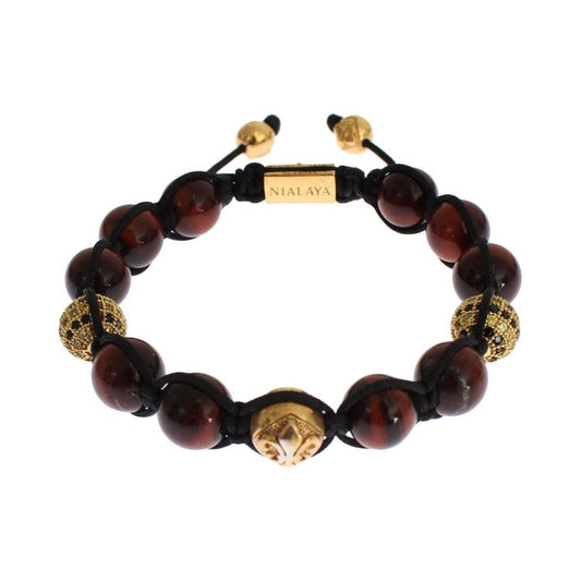 Nialaya Radiant Red Tiger Eye & CZ Gold Bracelet Bracelet Nialaya