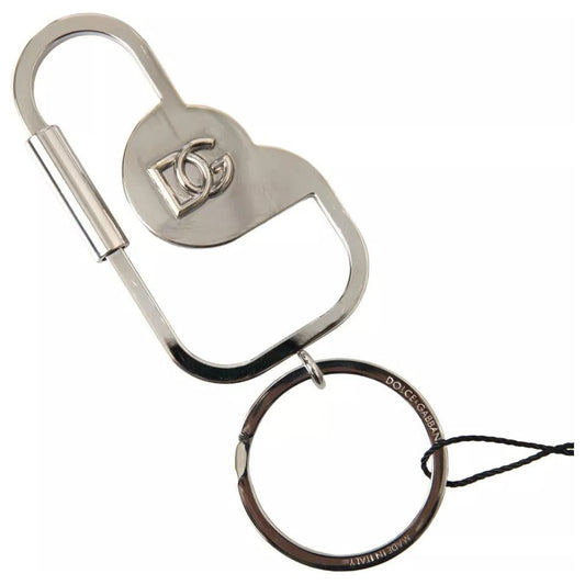 Silver Tone Brass Metal DG Logo Engraved Keyring Keychain Dolce & Gabbana