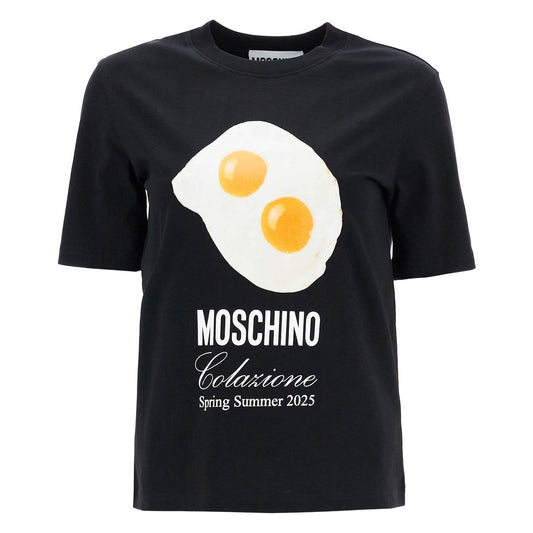 Moschino black cotton t-shirt with fried egg print