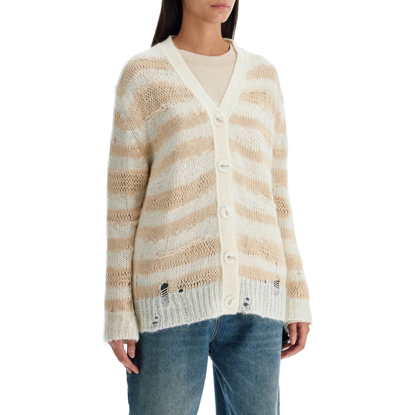 Acne Studios striped distressed oversized cardigan Knitwear Acne Studios