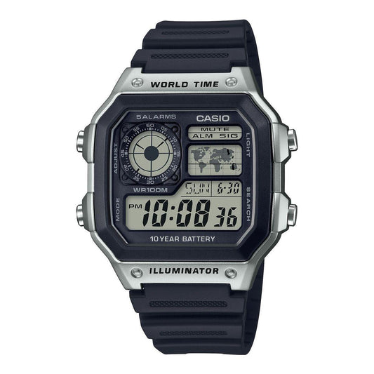 CASIO SPORT Mod. CASIO SPORT Mod. WORLD TIME ILLUMINATOR 5 ALARMS - FUTURE CLASSIC COLLECTION - BLACK SILVER WATCHES CASIO COLLECTION & VINTAGE