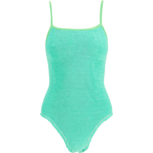 Reina Olga high-waisted neon green one-piece swimsuit with adjustable straps