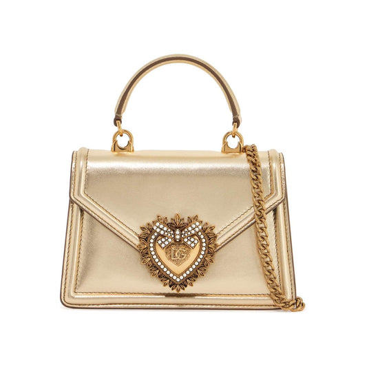 Dolce & Gabbana gold nappa shoulder bag with crystal heart and chain strap Handbag Dolce & Gabbana