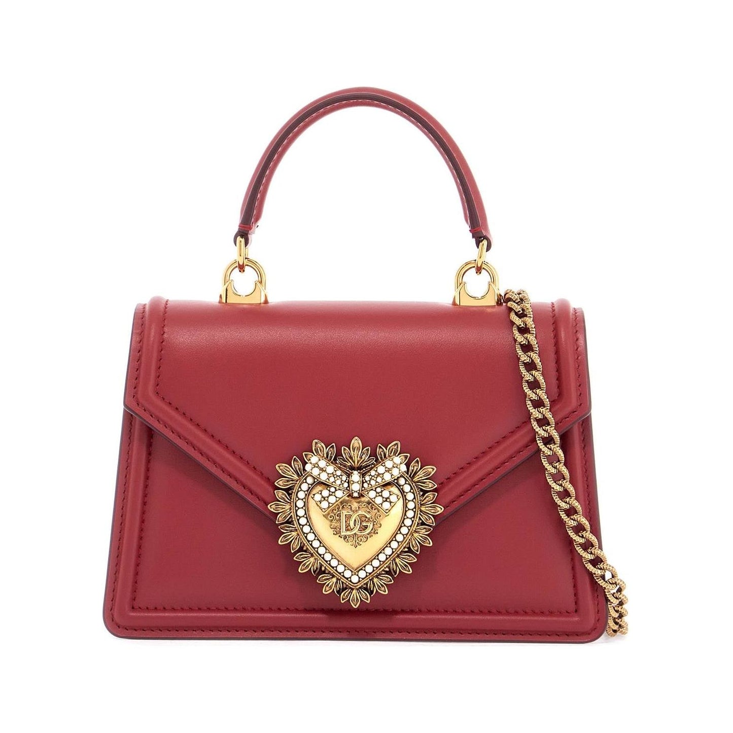 Dolce & Gabbana red poppy leather shoulder and crossbody bag with heart motif Handbag Dolce & Gabbana