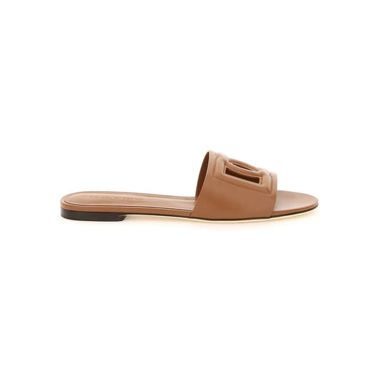 Dolce & Gabbana leather slides with cut-out logo Sandals Dolce & Gabbana