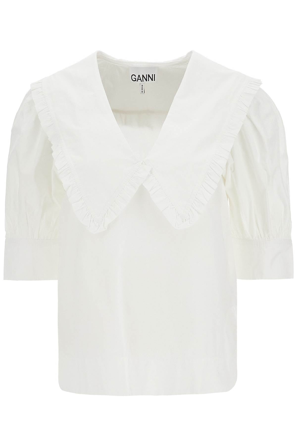 Ganni blouse with exaggerated collar and ruffle Topwear Ganni