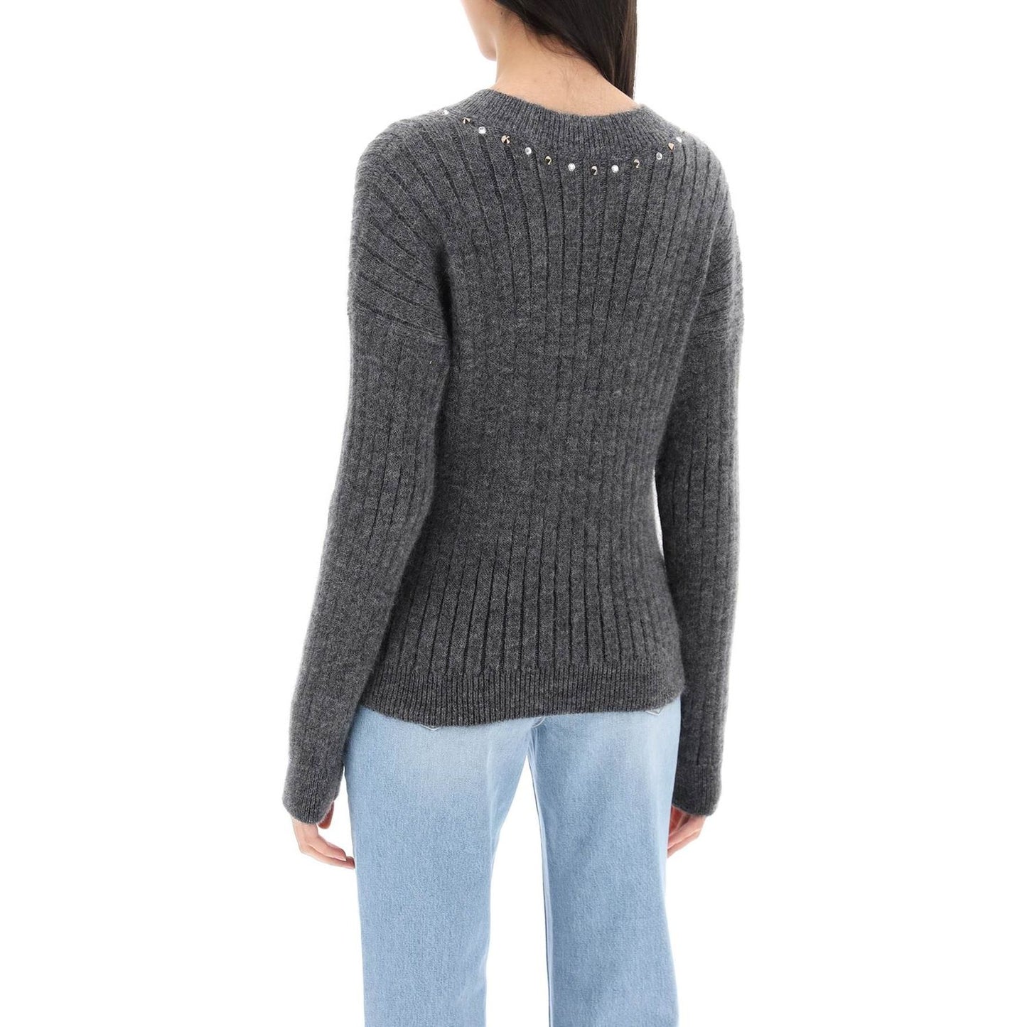 Alessandra Rich wool knit sweater with studs and crystals Knitwear Alessandra Rich