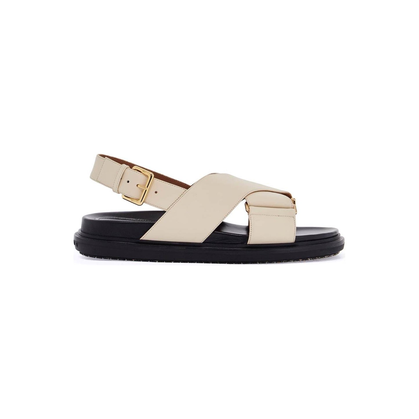 Marni fussbett sandals in silk white leather with low heel Sandals Marni