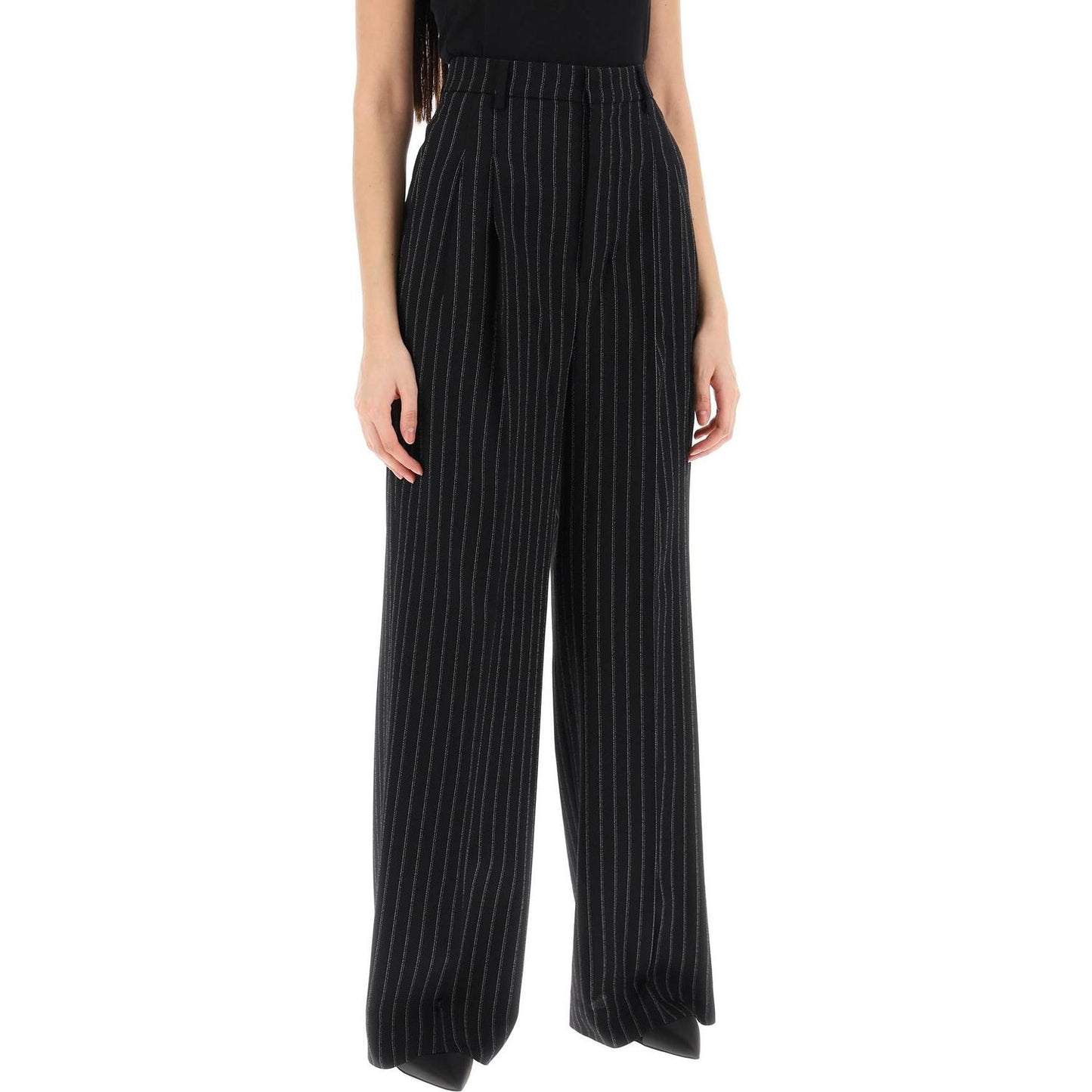 Ami Alexandre Matiussi wide-legged pinstripe trousers with Trousers Ami Alexandre Matiussi