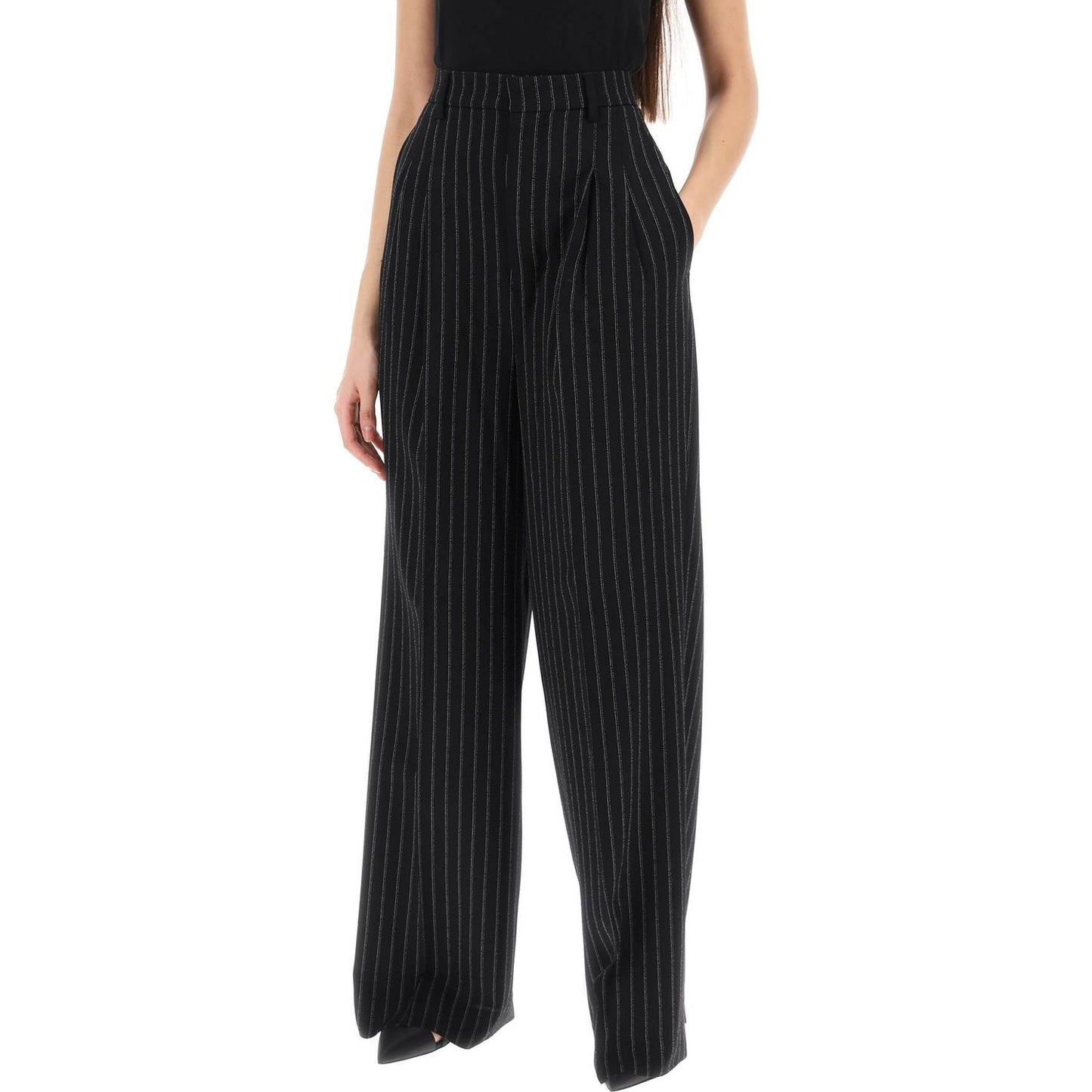 Ami Alexandre Matiussi wide-legged pinstripe trousers with Trousers Ami Alexandre Matiussi