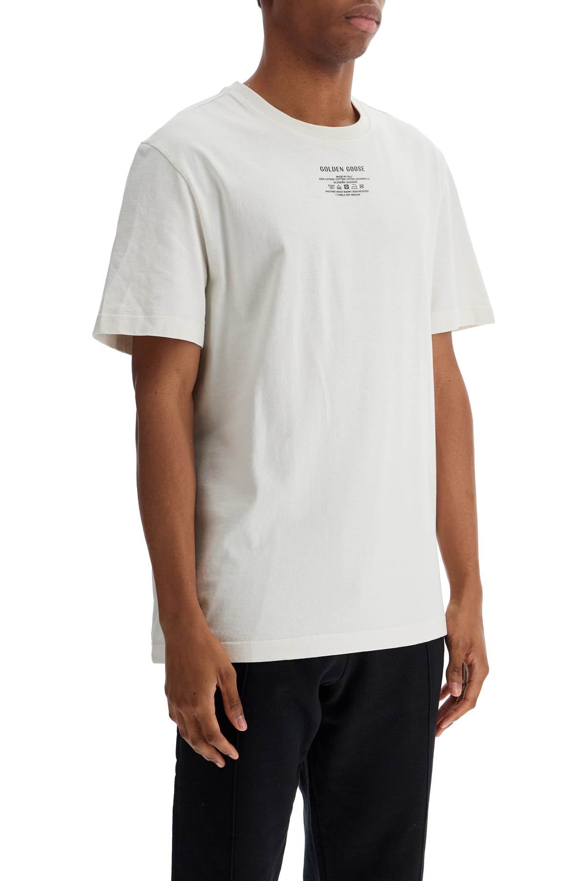 Golden Goose men's organic cotton white t-shirt with printed logo Topwear Golden Goose