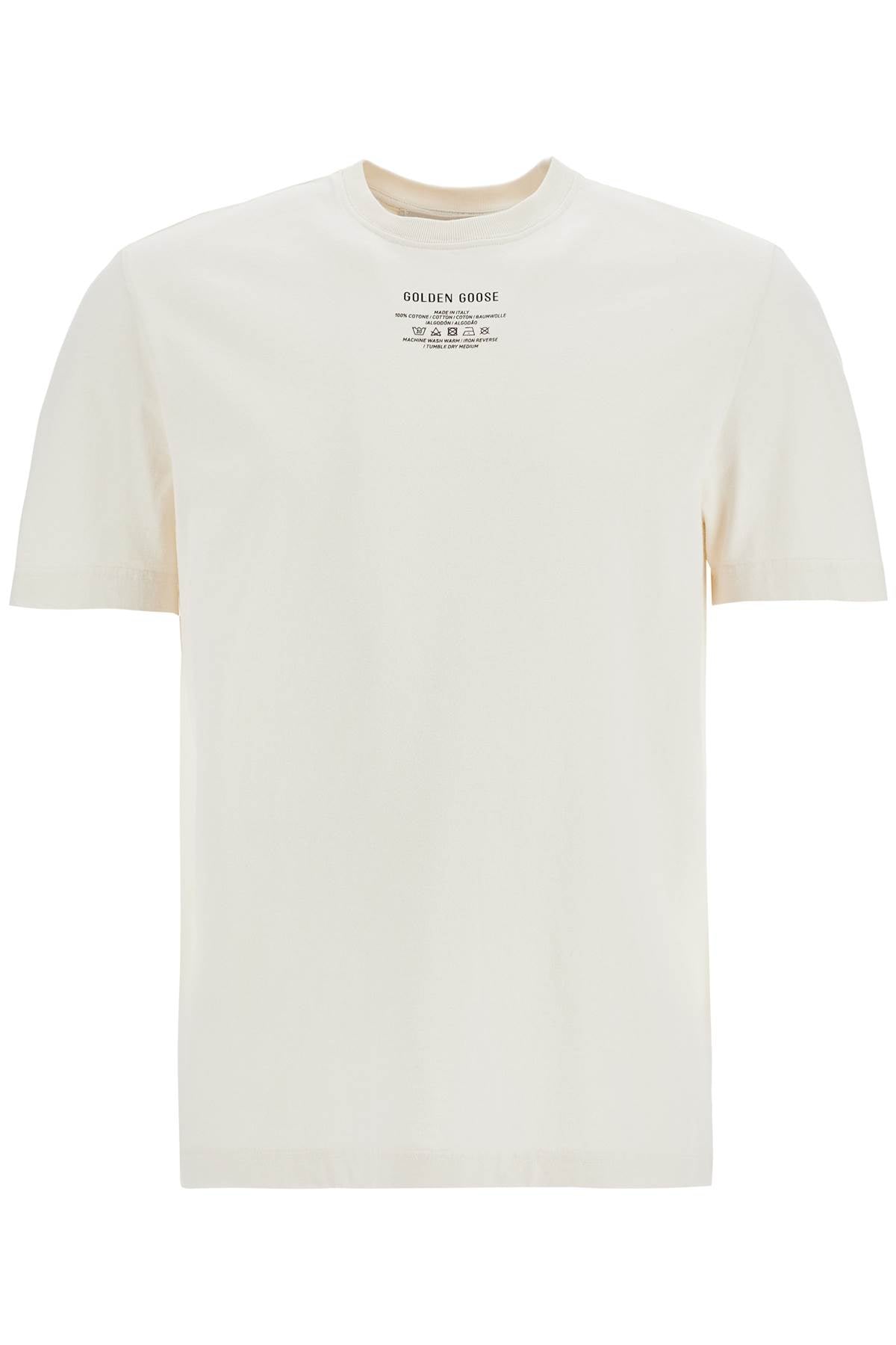 Golden Goose men's organic cotton white t-shirt with printed logo Topwear Golden Goose