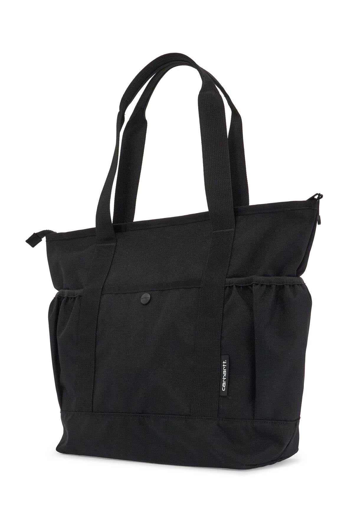 Front view with bag zipped and handles upright.