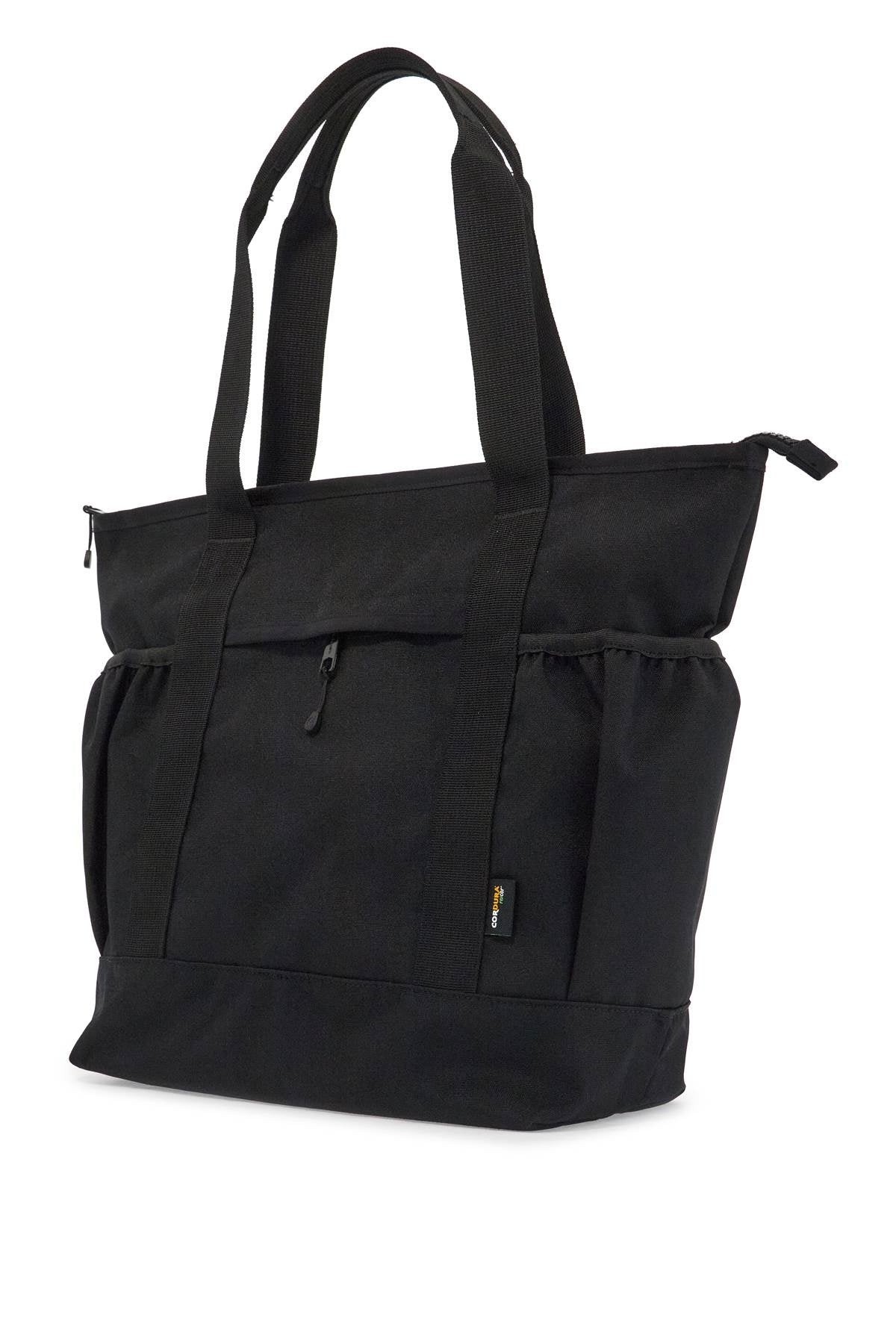 Front view with bag zipped and handles upright.