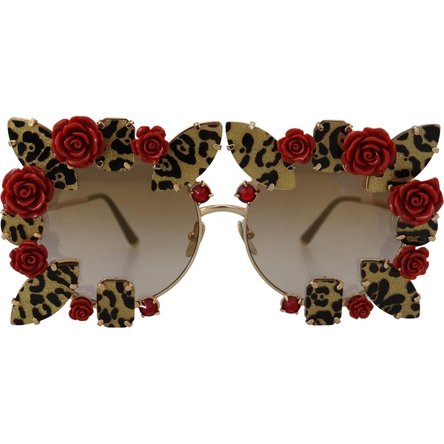 Elegant Round Rose-Embellished Sunglasses