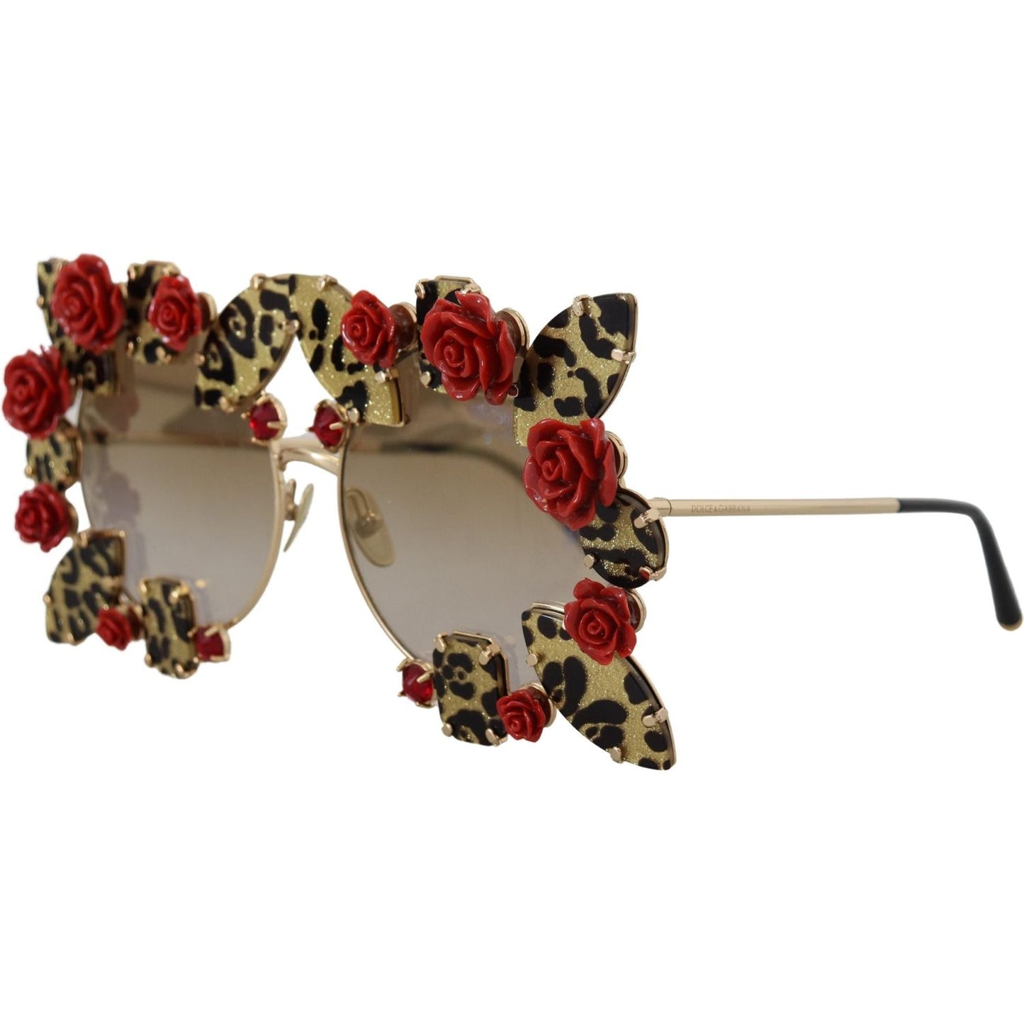 Elegant Round Rose-Embellished Sunglasses