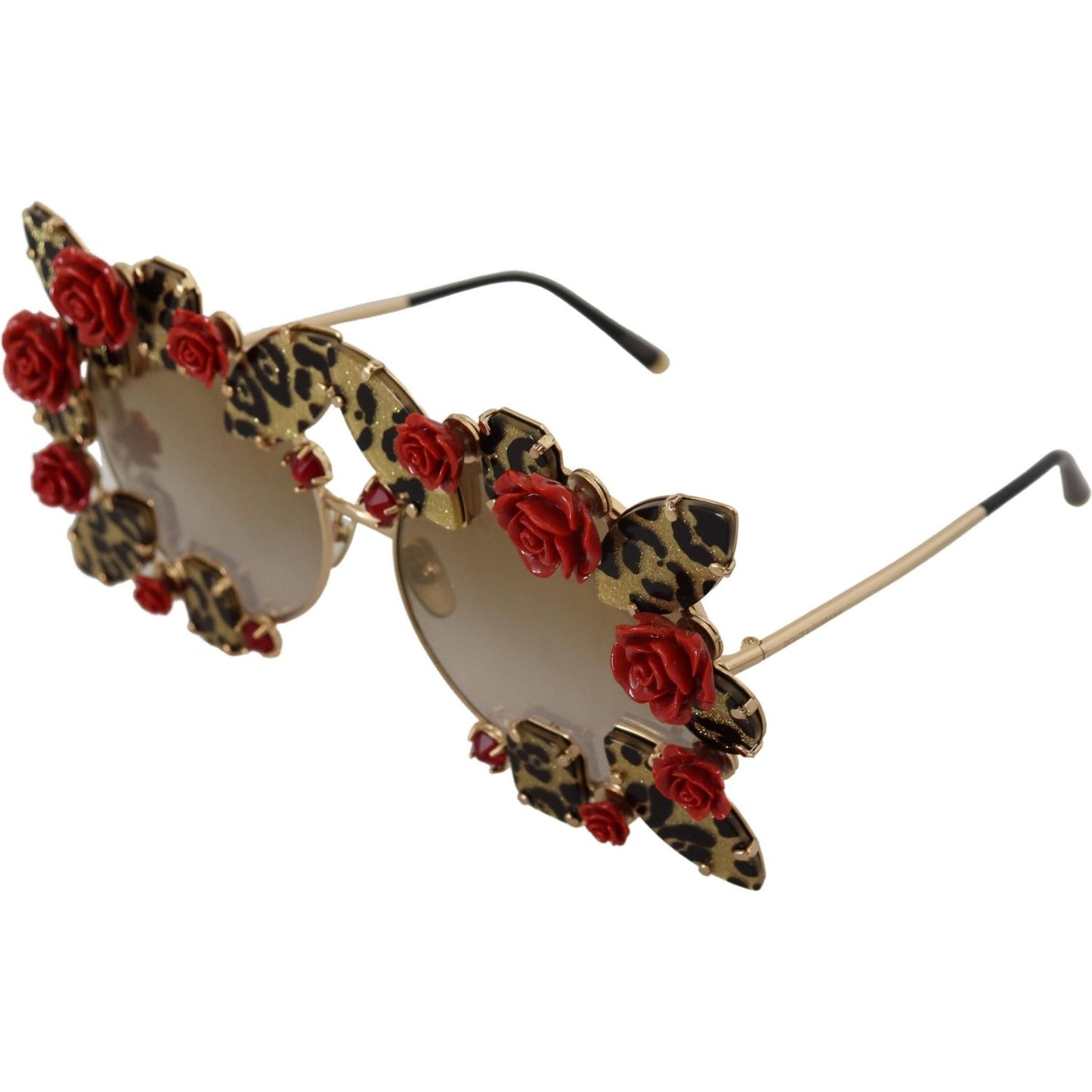 Elegant Round Rose-Embellished Sunglasses