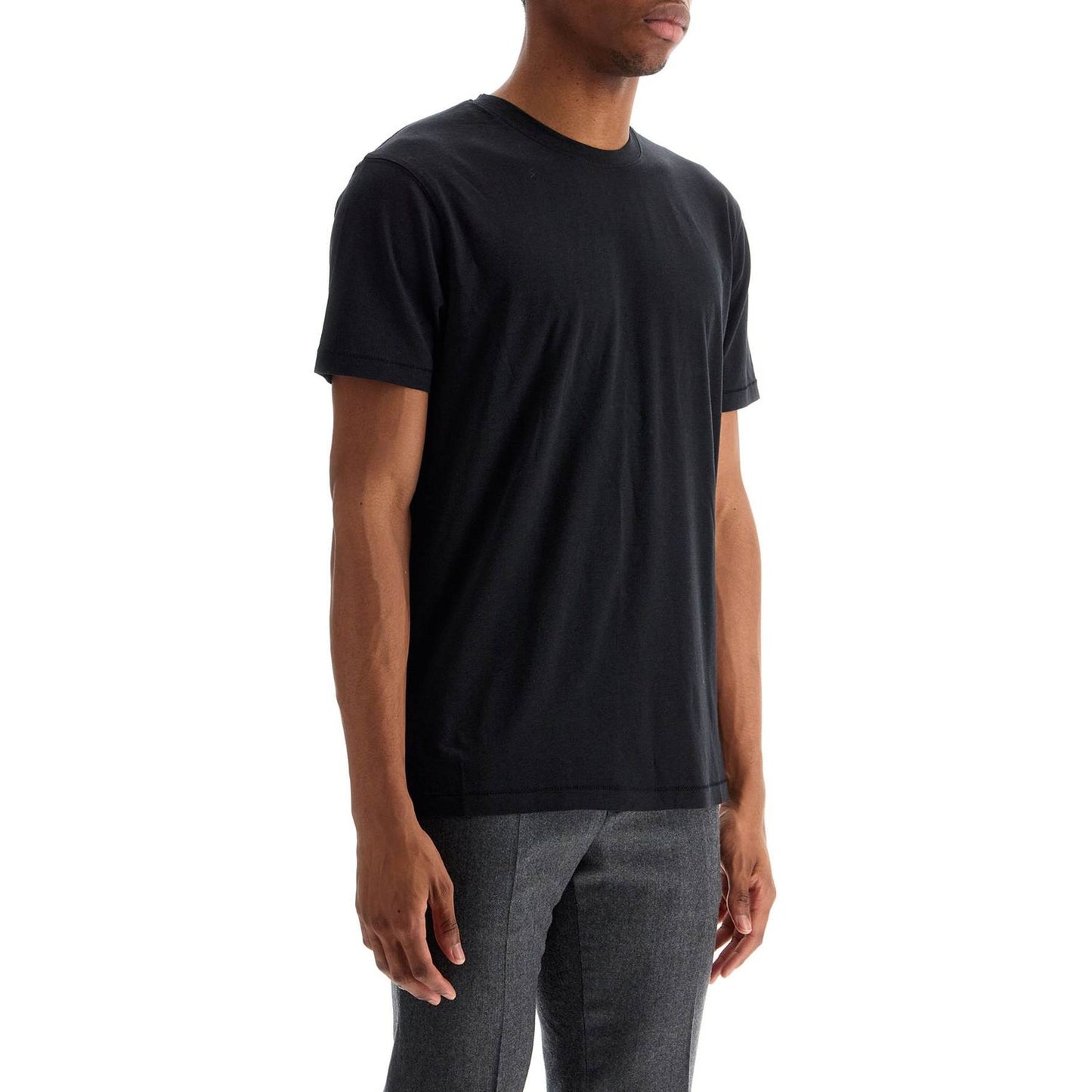 Tom Ford t-shirt in lyocell e cotone nero girocollo