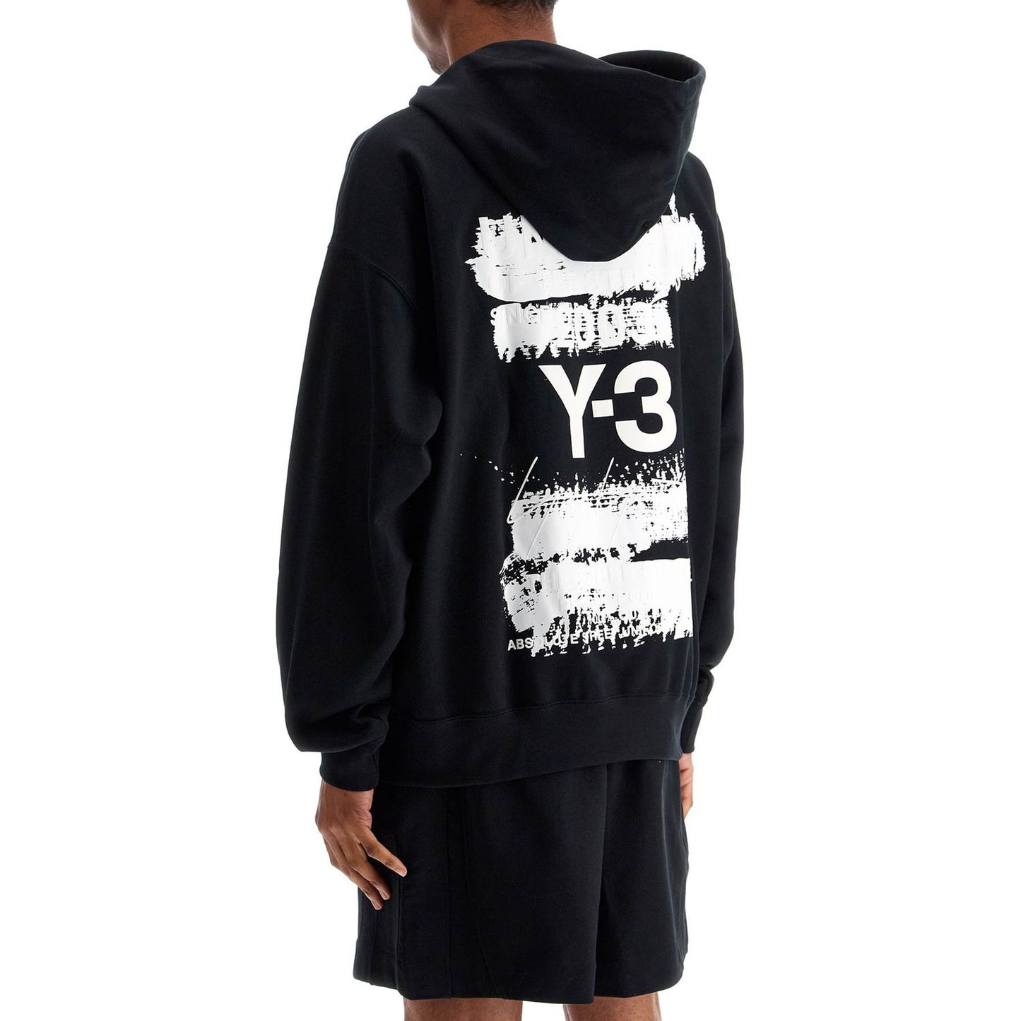 Y-3 black cotton hoodie with gfx print Topwear Y-3