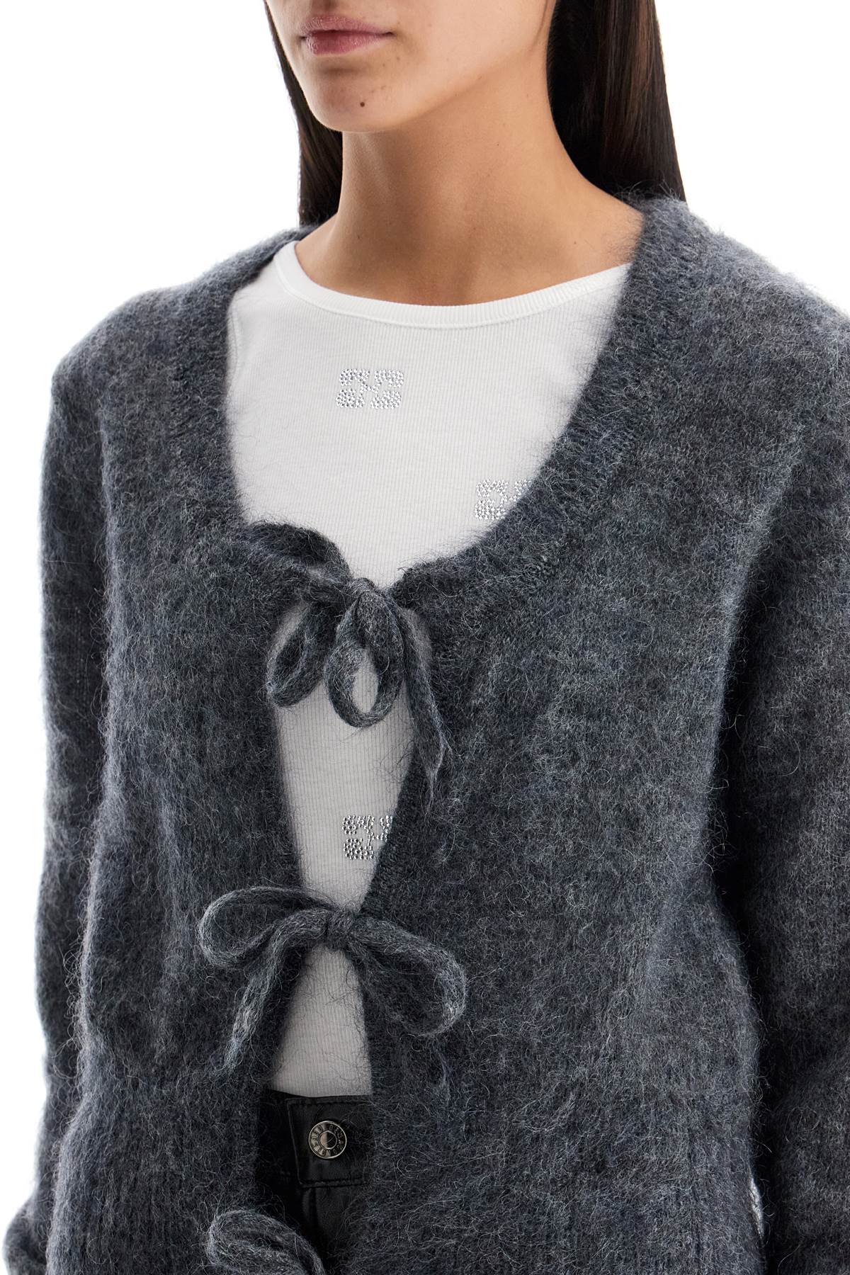 Ganni mohair cardigan with bow accents Knitwear Ganni