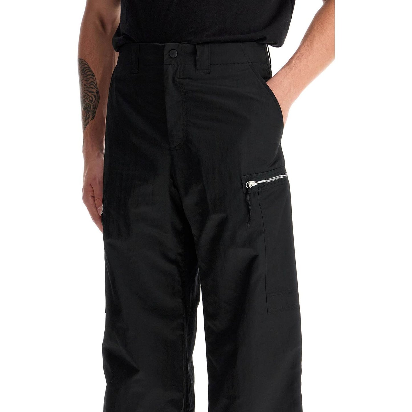 OUR LEGACY tactical cargo pants in technical satin fabric