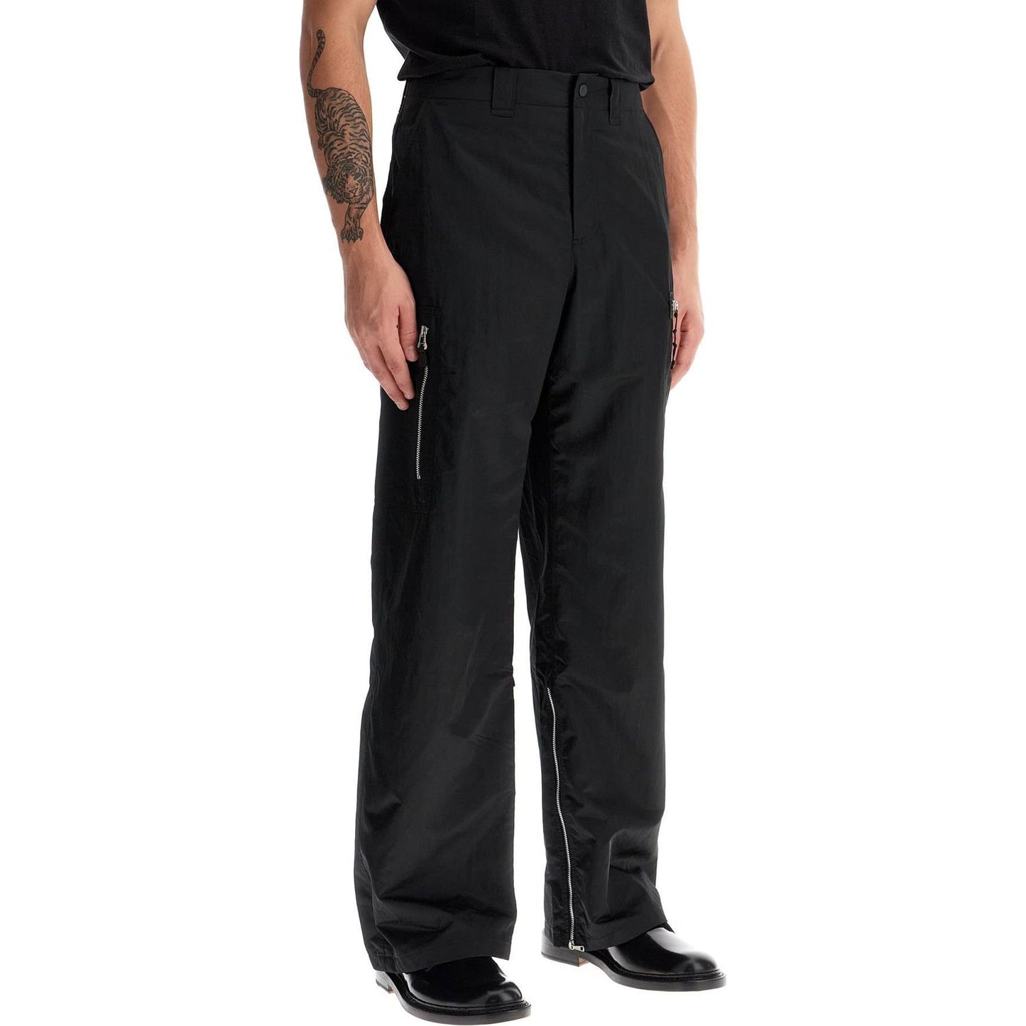 OUR LEGACY tactical cargo pants in technical satin fabric