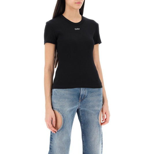 Off-White ribbed t-shirt with off embroidery Topwear Off-White