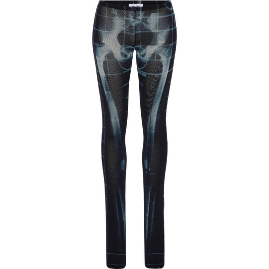 JEAN PAUL GAULTIER black polyamide pants with skeleton print