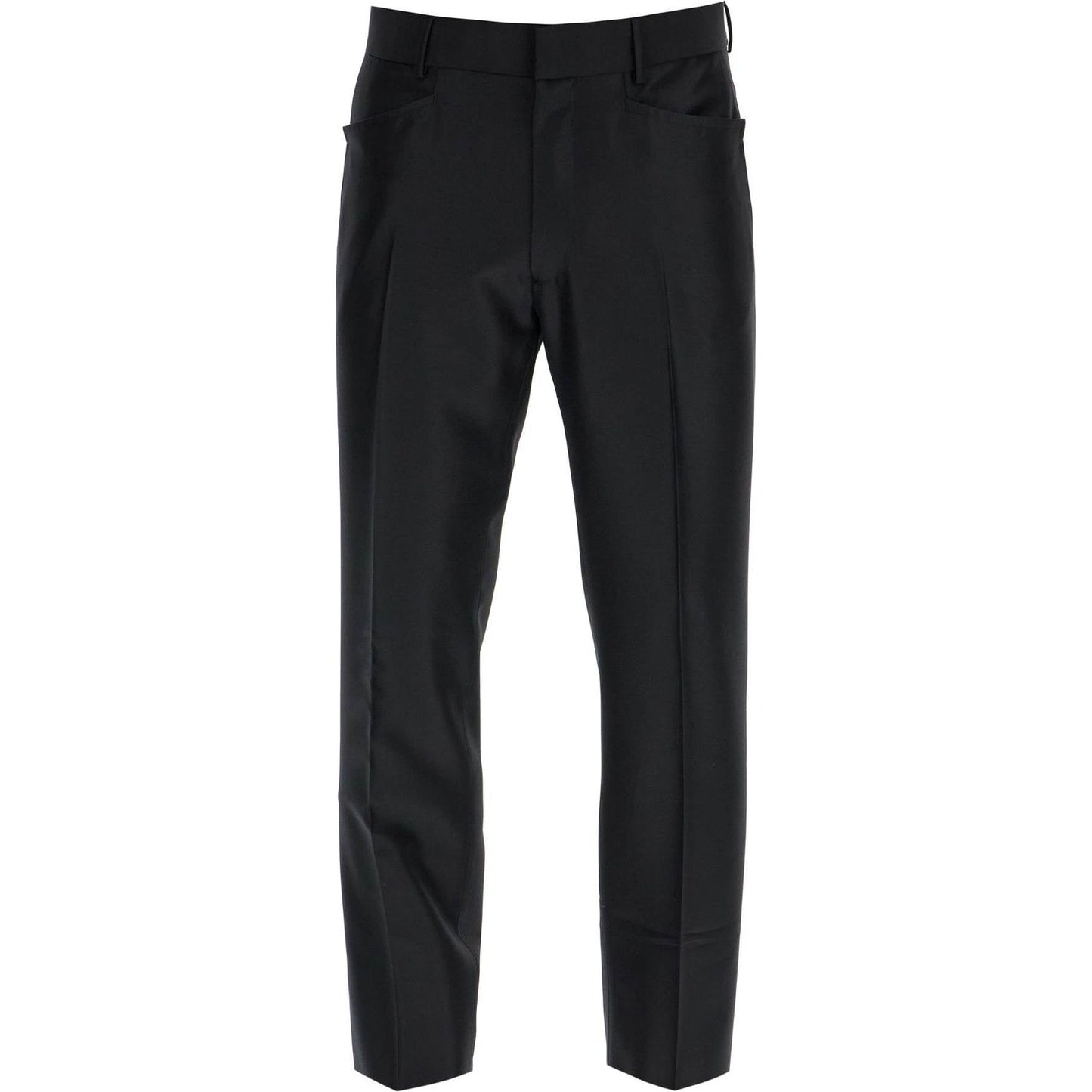 Tom Ford men's black wool and silk regular fit trousers made in italy Trousers Tom Ford