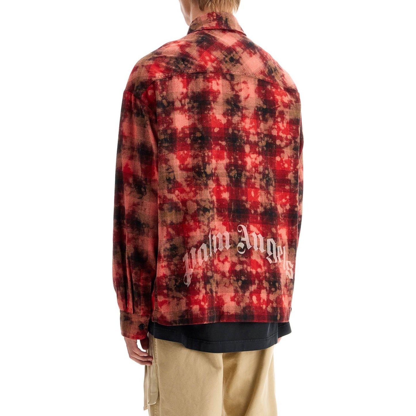 Palm Angels 'flannel shirt with curved logo Shirts Palm Angels