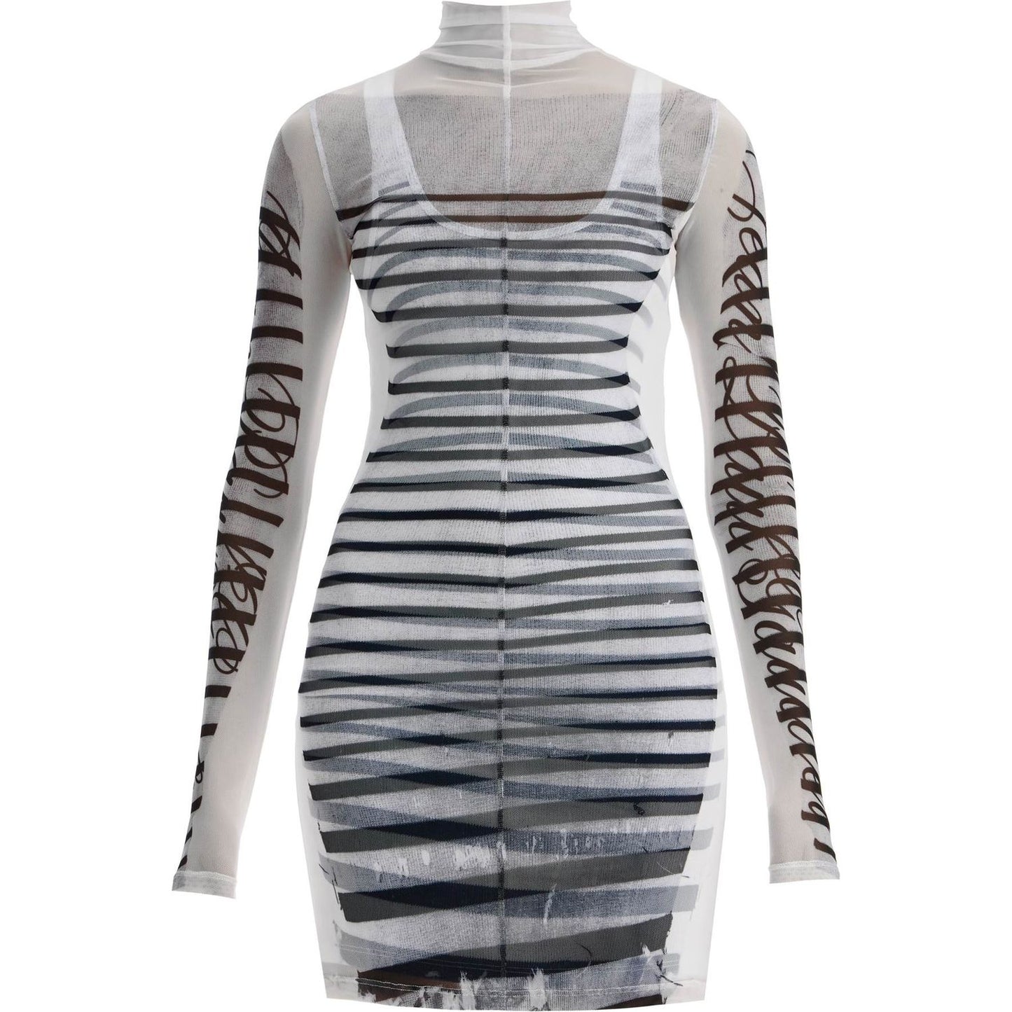 JEAN PAUL GAULTIER double layer mini dress with marinière print Dresses JEAN PAUL GAULTIER