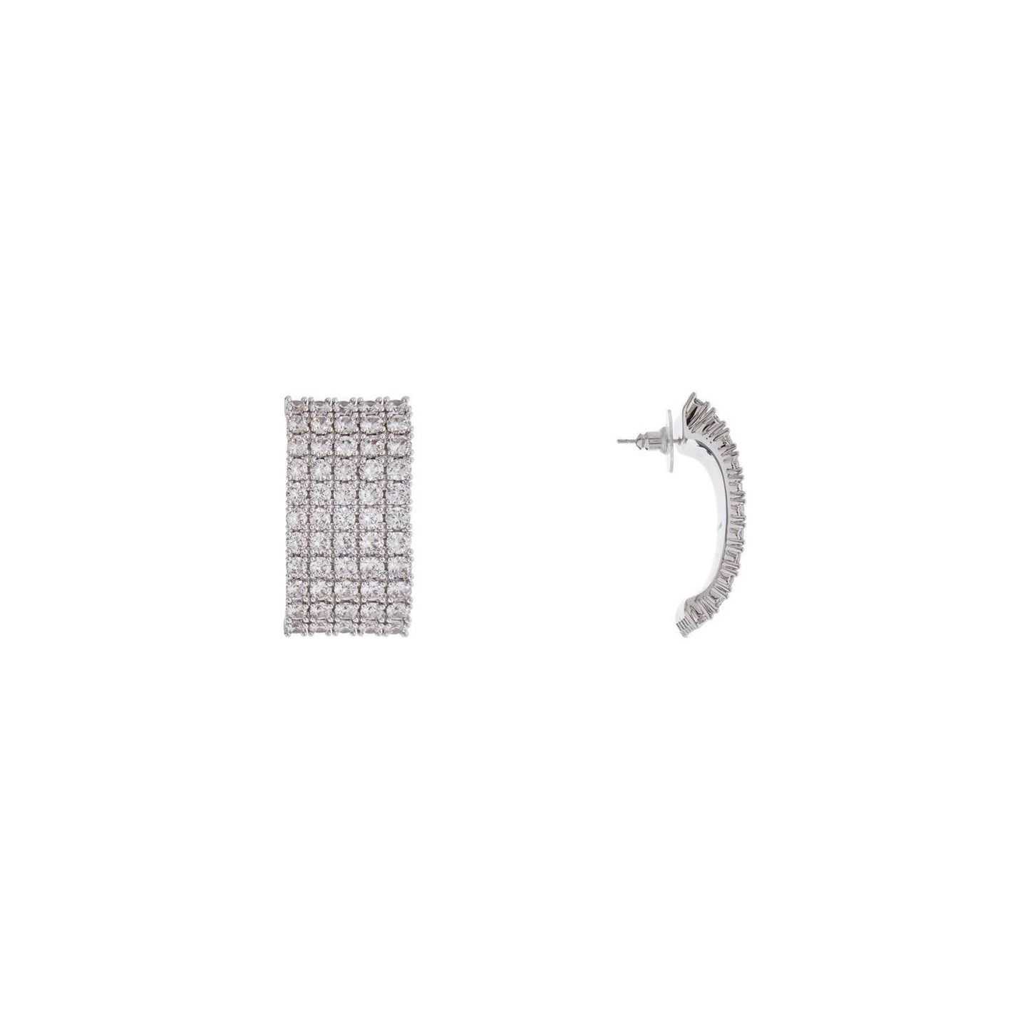 Self-Portrait Self Portrait rectangular chain earrings with cubic zirconia in silver Jewellery Self-Portrait