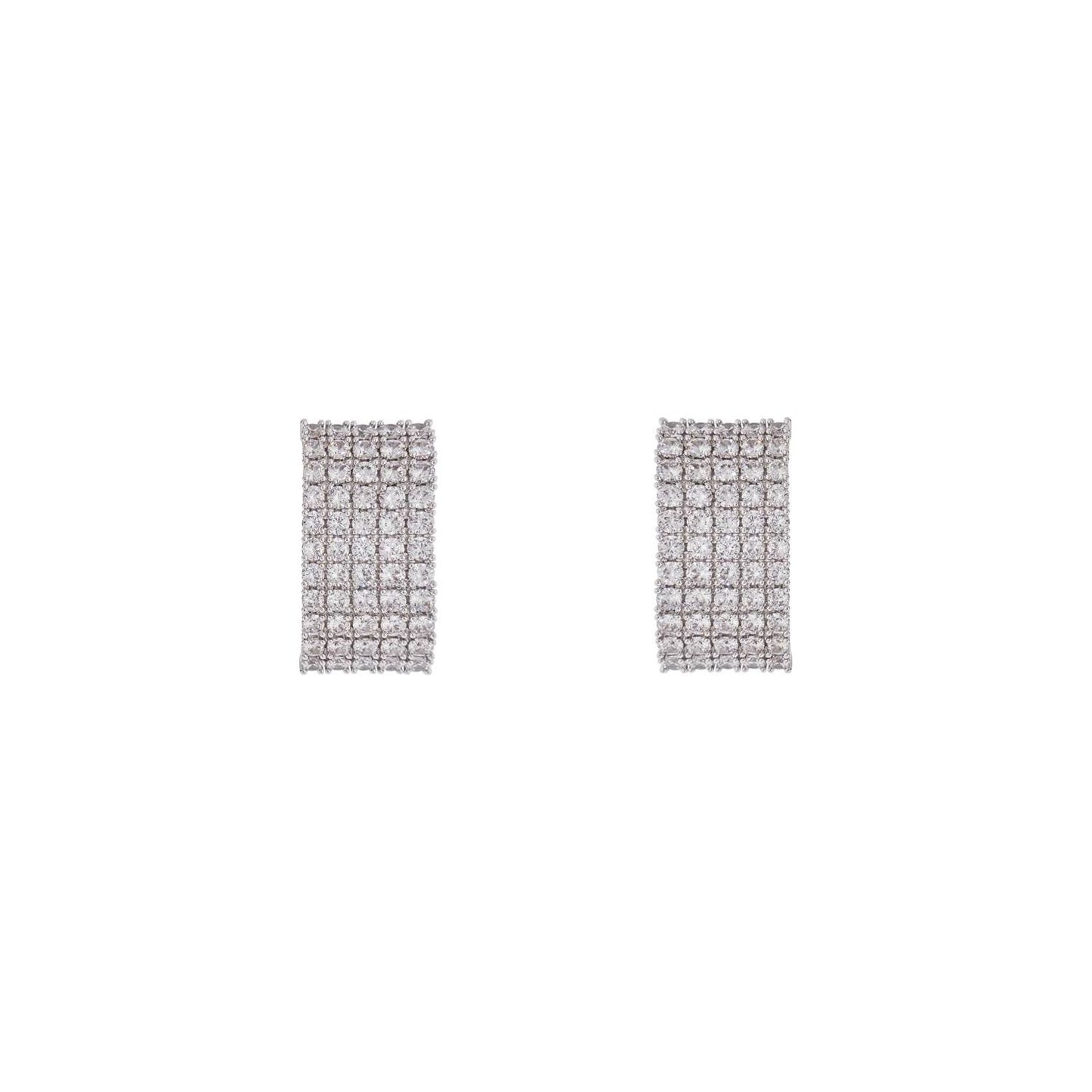 Self-Portrait Self Portrait rectangular chain earrings with cubic zirconia in silver Jewellery Self-Portrait