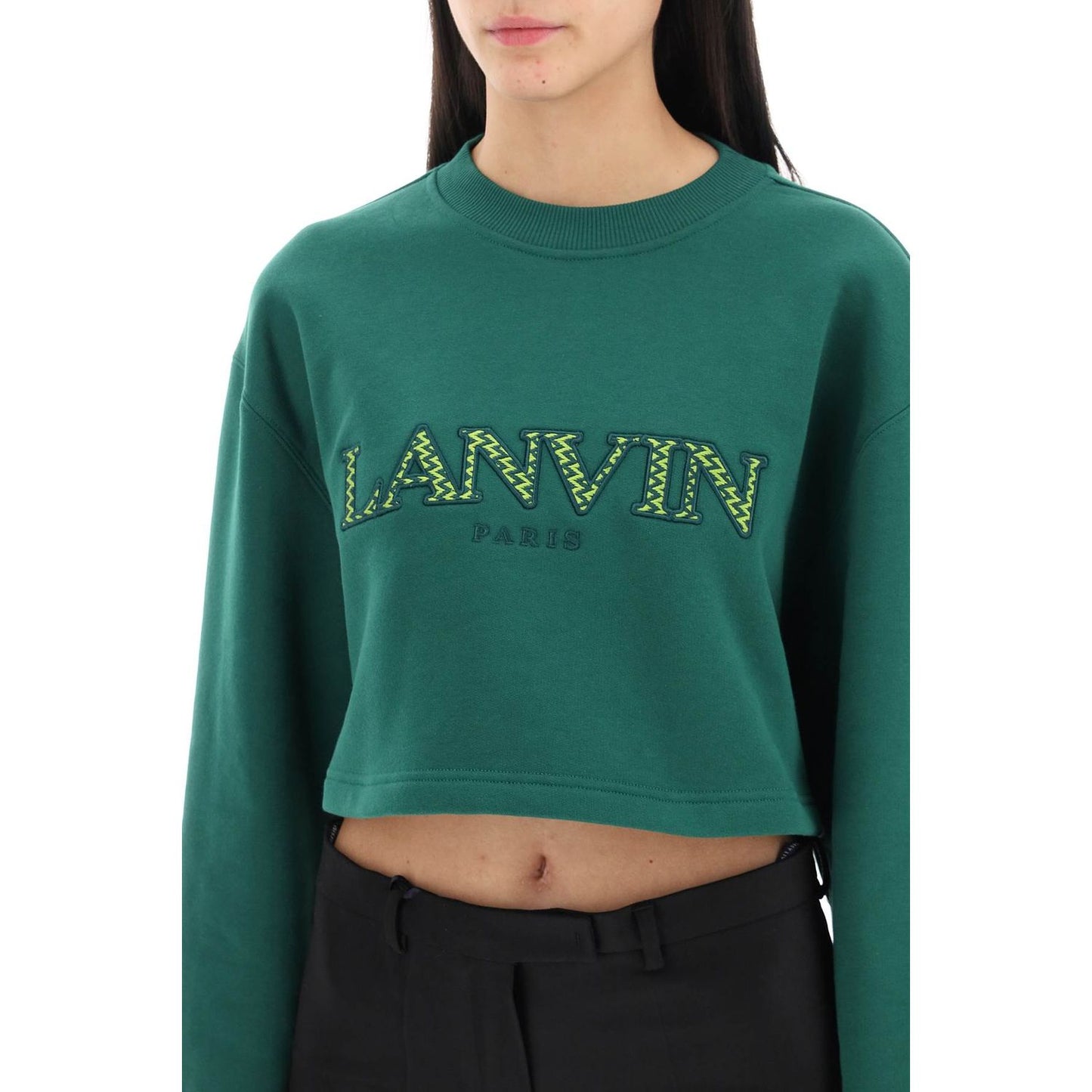 Lanvin cropped sweatshirt with embroidered logo patch Topwear Lanvin