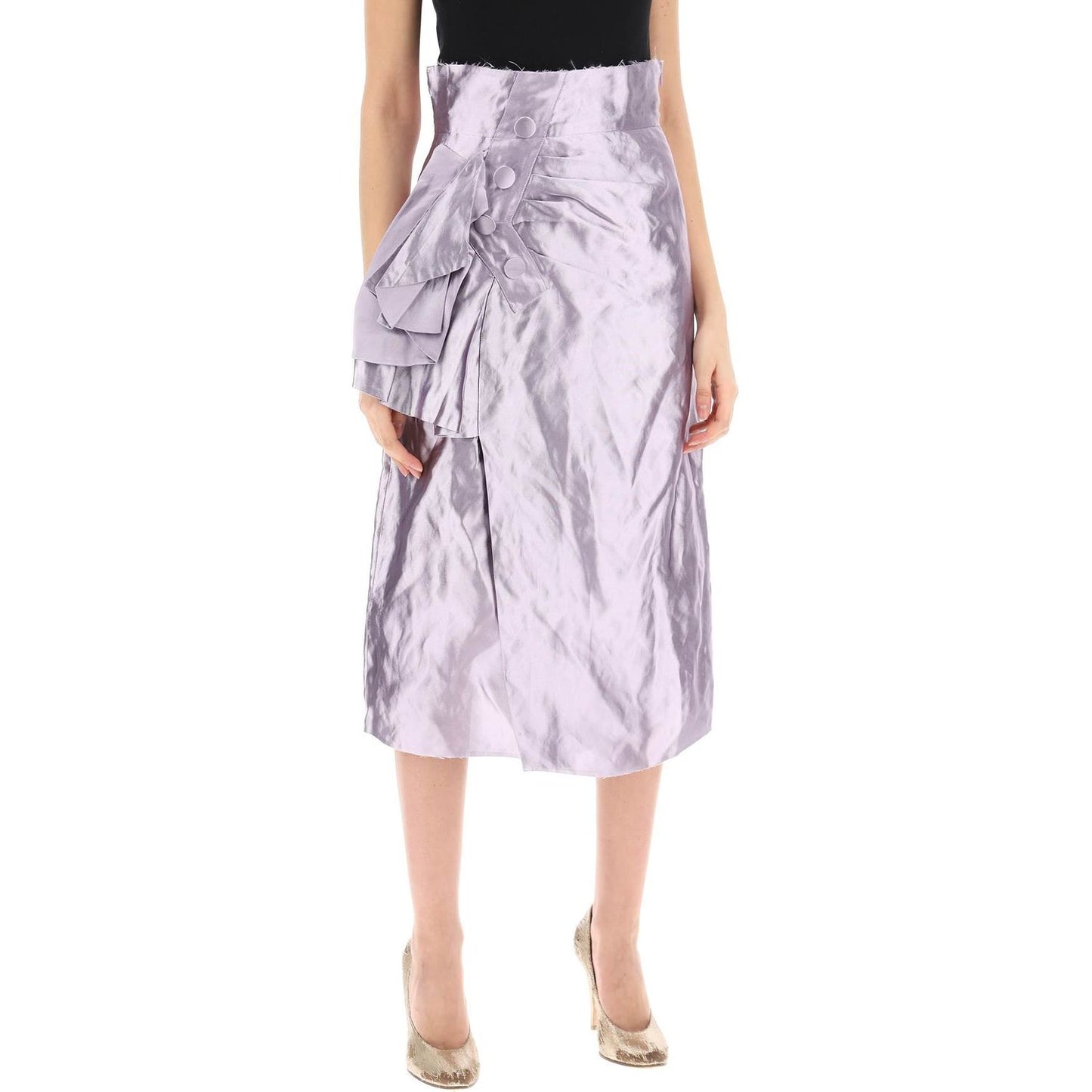 Maison Margiela 'metallic satin midi wrap skirt with Skirts Maison Margiela