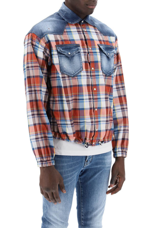 Dsquared2 plaid western shirt with denim inserts Shirts Dsquared2