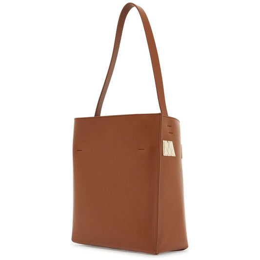 Marni brown structured calfskin shopping bag with ivory details Shopper Marni