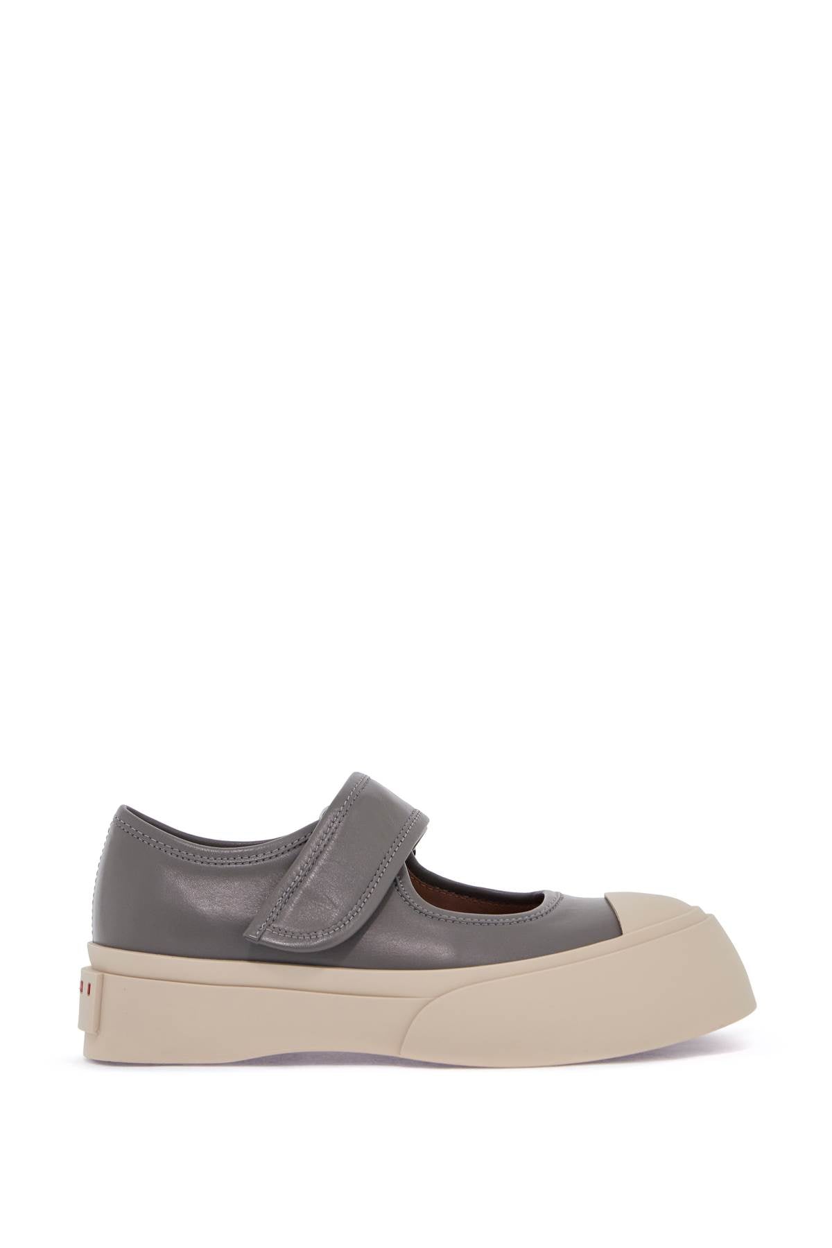 Marni gray calfskin low-top sneakers with hook-and-loop closure Sneakers Marni