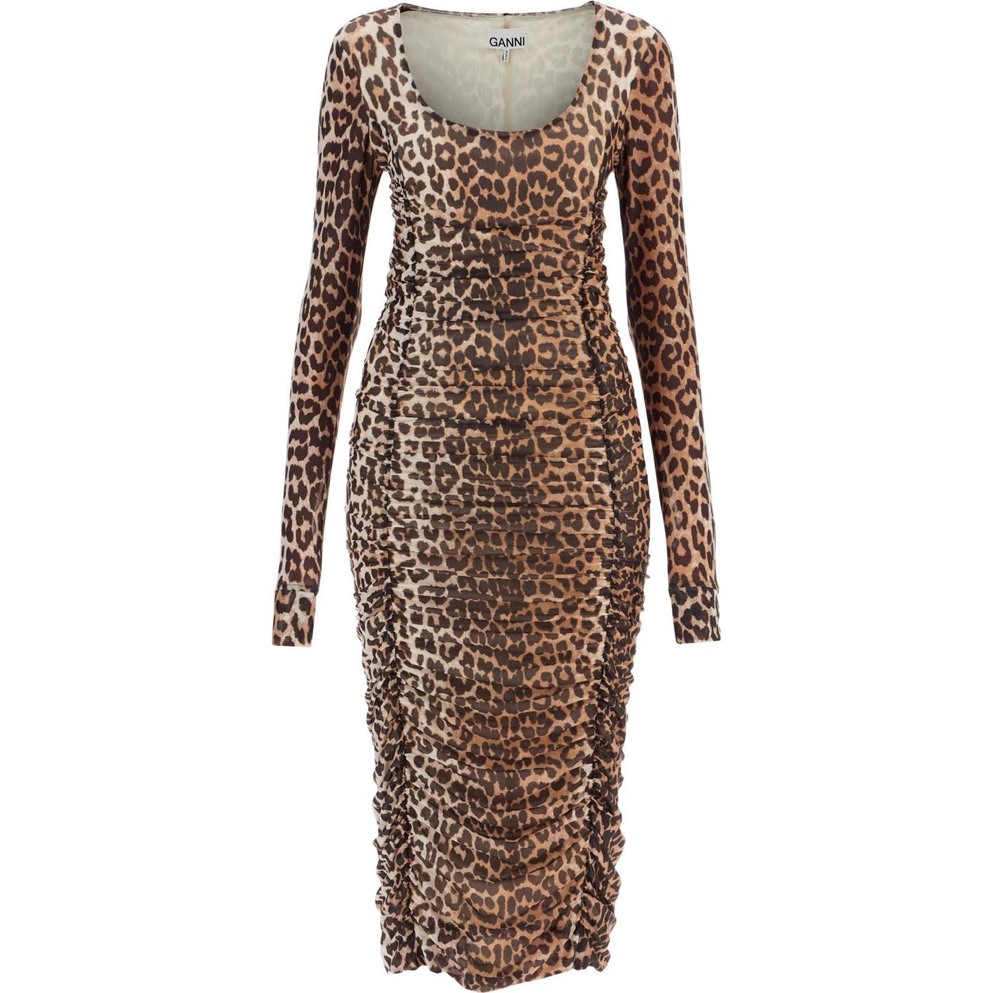 Ganni 'animal print midi dress in mesh Dresses Ganni