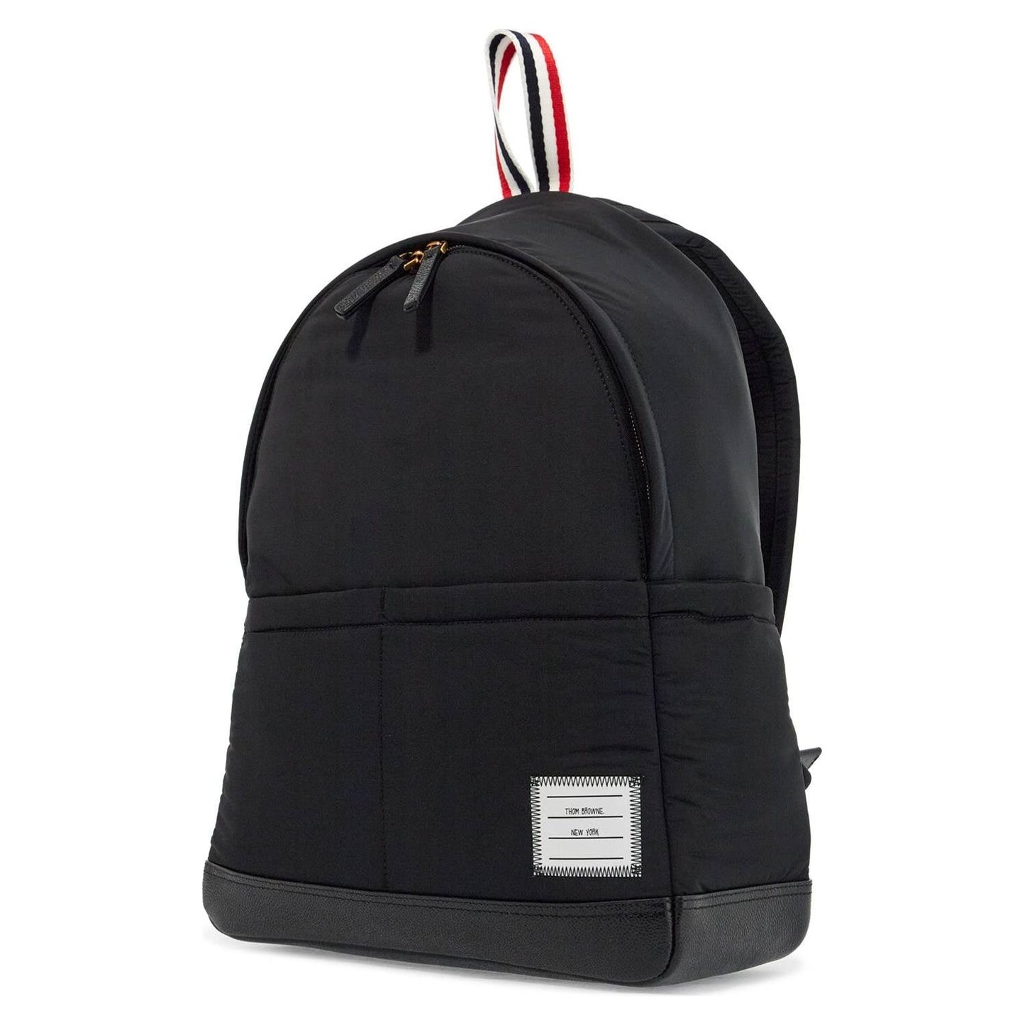 Thom Browne black multipocket backpack in polyester and leather with adjustable straps