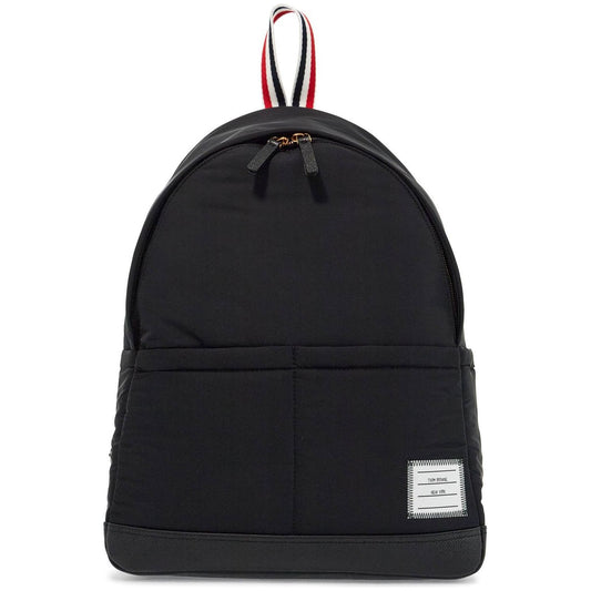 Thom Browne black multipocket backpack in polyester and leather with adjustable straps