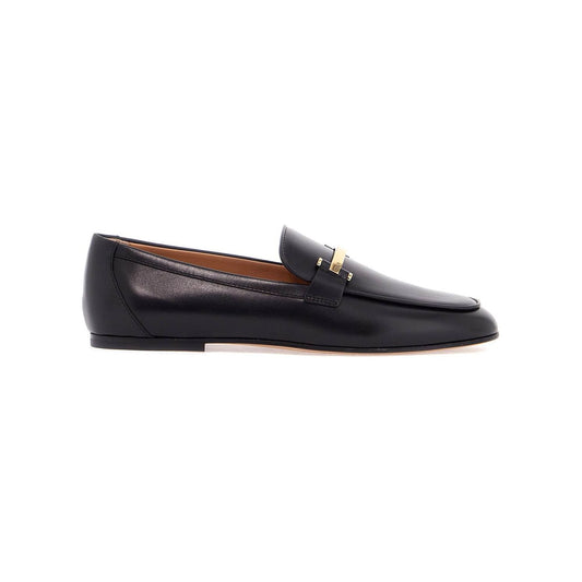 Tod'S black calfskin women's loafers with metallic band