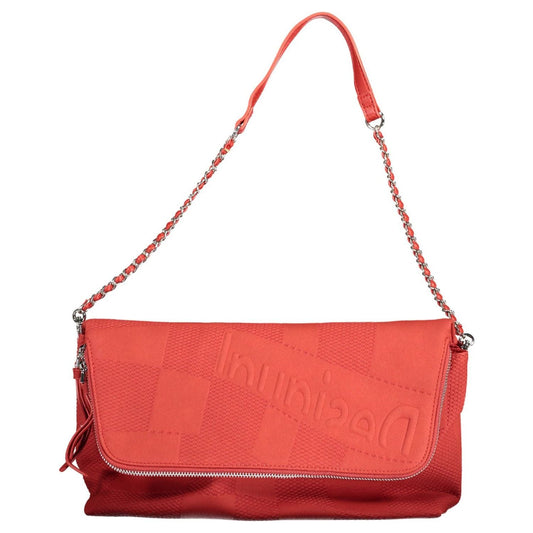 Desigual | Chic Red Polyurethane Handbag with Multiple Compartments| McRichard Designer Brands   