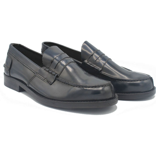 Saxone of Scotland | Blue Spazzolato Leather  Mens  Loafers Shoes | McRichard Designer Brands