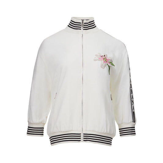 Dolce & Gabbana | White Embroidered Zipped Sweatshirt | McRichard Designer Brands