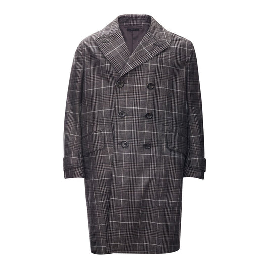 Tom Ford | Grey Checked Mid-Length Trench | McRichard Designer Brands
