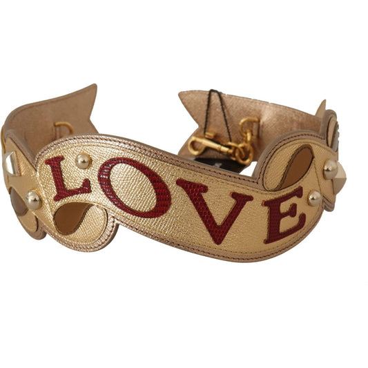 Dolce & Gabbana | Gold Leather LOVE Patch Bag Shoulder Strap - McRichard Designer Brands