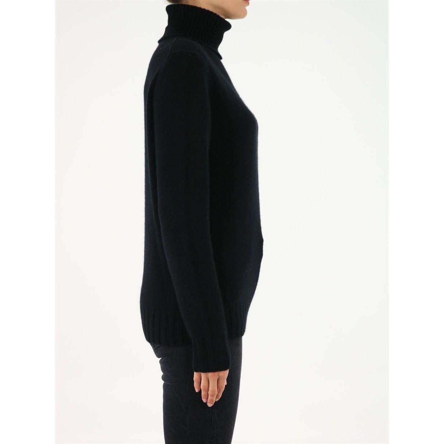 Allude Black Roll-Neck Cashmere Sweater WOMAN KNITWEAR ALLUDE