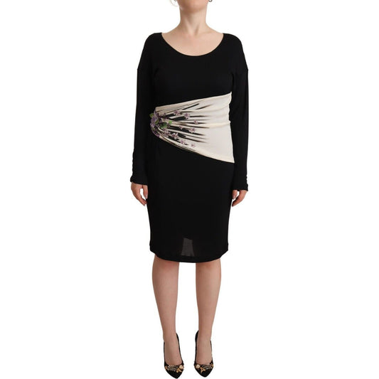 Roberto Cavalli | Black Silver Sheath Knee Length Dress WOMAN DRESSES | McRichard Designer Brands