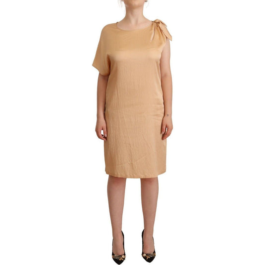 Moschino | Beige One Sleeve Knee Length Shift Dress | McRichard Designer Brands